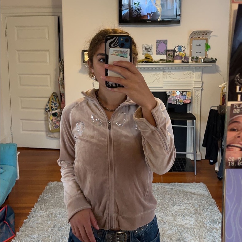 Rhinestone y2k suede track jacket